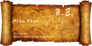 Mika Elek névjegykártya